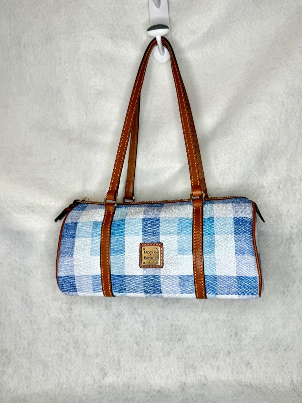 Dooney and Bourke Quadretto Check Barrel Bag Blue